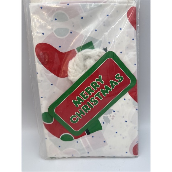 Vintage Giant Christmas Gift Bag 36x44 Plastic Holiday Tag Yarn New‎ Made In USA - Picture 4 of 4